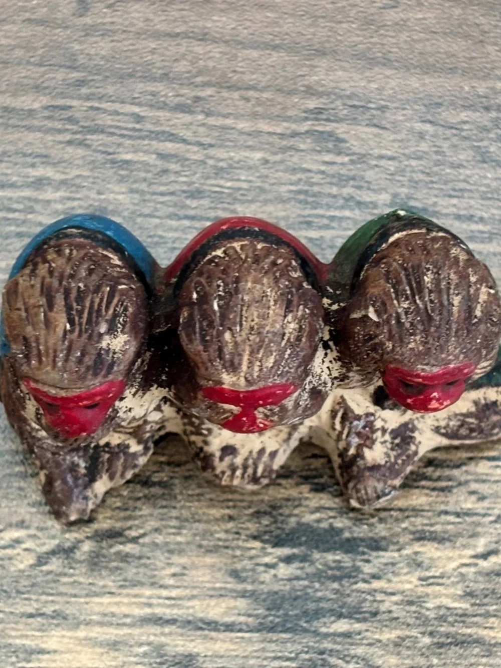 VINTAGE 3 Wise Monkeys See Hear Speak No Evil Bankoware Redware Figurine Japan